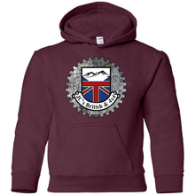 Load image into Gallery viewer, JC&#39;s British round logo G185B Gildan Youth Pullover Hoodie