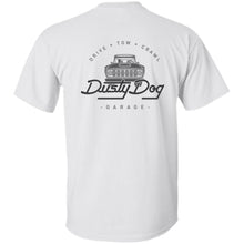 Load image into Gallery viewer, Dusty Dog gray logo 2-sided print G200B Gildan Youth Ultra Cotton T-Shirt