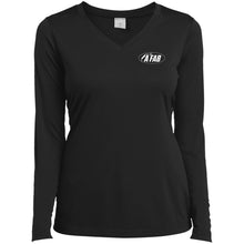 Load image into Gallery viewer, A Fab white logo LST353LS Ladies’ Long Sleeve Performance V-Neck Tee