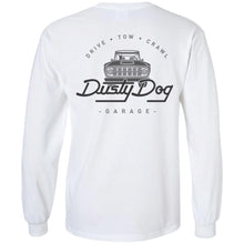 Load image into Gallery viewer, Dusty Dog gray logo 2-sided print G240 Gildan LS Ultra Cotton T-Shirt