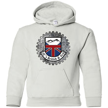 Load image into Gallery viewer, JC&#39;s British round logo G185B Gildan Youth Pullover Hoodie