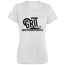 Load image into Gallery viewer, GRIT Black logo 1790 Ladies’ Moisture-Wicking V-Neck Tee