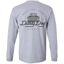 Load image into Gallery viewer, Dusty Dog gray logo 2-sided print G240 Gildan LS Ultra Cotton T-Shirt