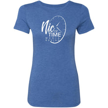 Load image into Gallery viewer, Nic of Time white logo NL6710 Ladies&#39; Triblend T-Shirt