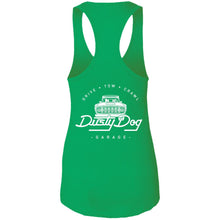 Load image into Gallery viewer, Dusty Dog white logo 2-sided print NL1533 Next Level Ladies Ideal Racerback Tank