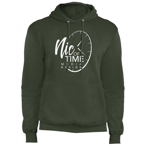 Nic of Time white logo PC78H Core Fleece Pullover Hoodie