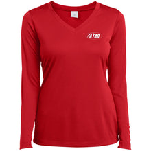 Load image into Gallery viewer, A Fab white logo LST353LS Ladies’ Long Sleeve Performance V-Neck Tee