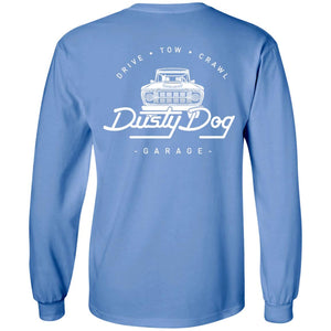 Dusty Dog white logo 2-sided print G240 Gildan LS Ultra Cotton T-Shirt