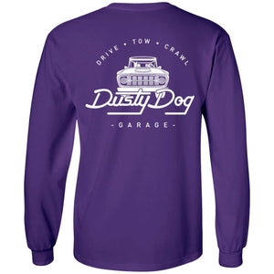 Dusty Dog white logo 2-sided print G240 Gildan LS Ultra Cotton T-Shirt