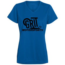 Load image into Gallery viewer, GRIT Black logo 1790 Ladies’ Moisture-Wicking V-Neck Tee