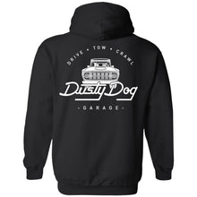 Load image into Gallery viewer, Dusty Dog white logo 2-sided print G185 Gildan Pullover Hoodie 8 oz.