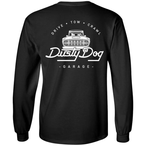 Dusty Dog white logo 2-sided print G240 Gildan LS Ultra Cotton T-Shirt