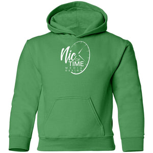 Nic of Time white logo G185B Youth Pullover Hoodie
