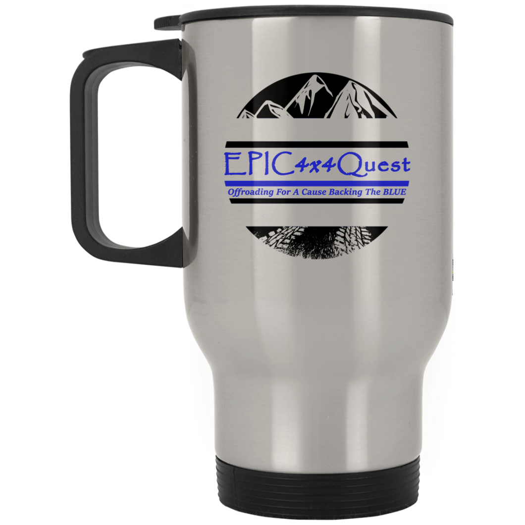 Circle EPIC Mountain Black and Blue XP8400S Silver Stainless Travel Mug
